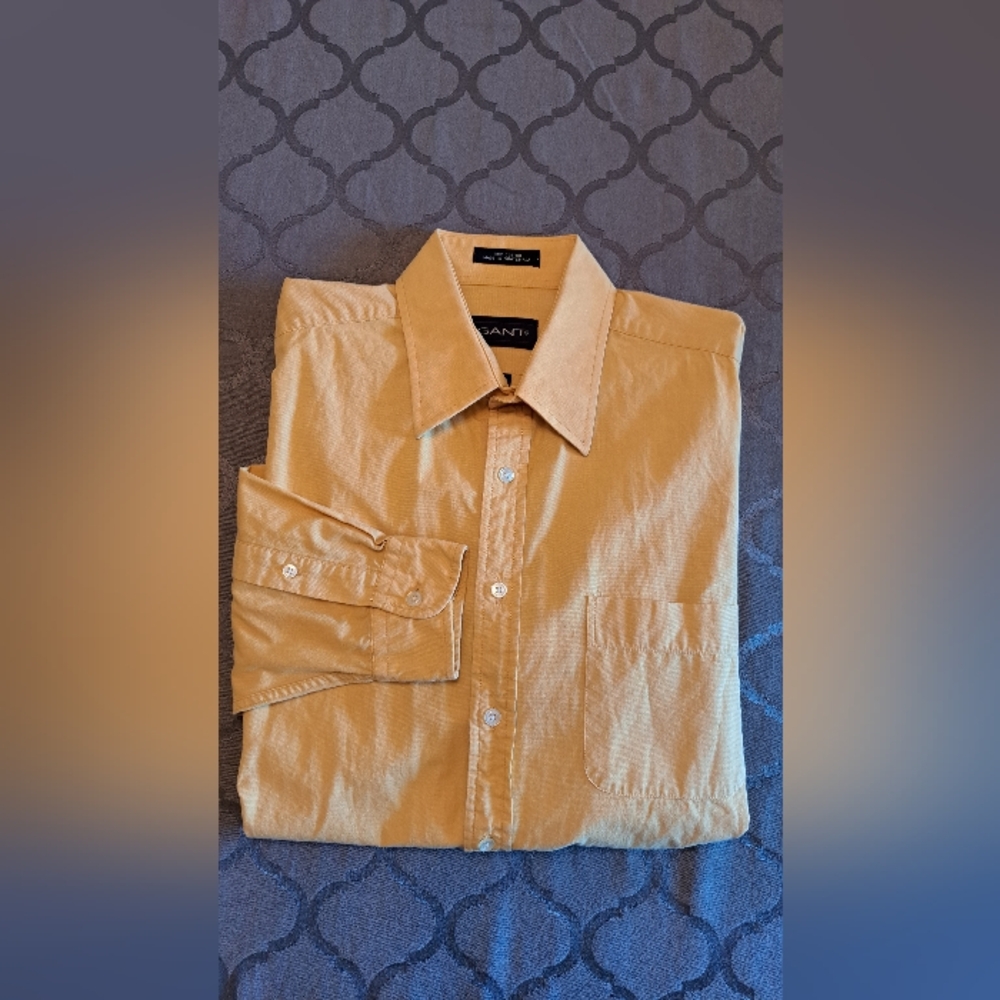 GANT Vintage Men's Long-Sleeve Casual Shirt - Mustard, Gold